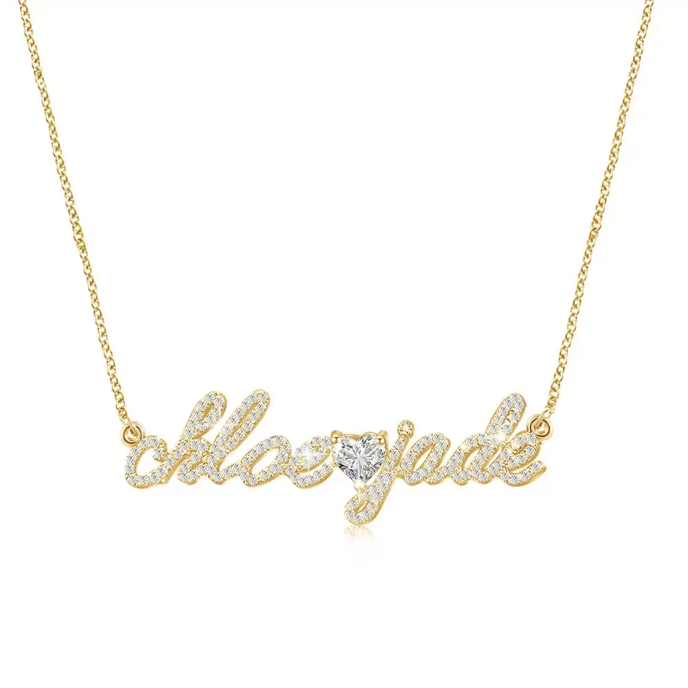 Women'S Formal Wear Names - Custom Diamond Name Necklace Personalized Letter