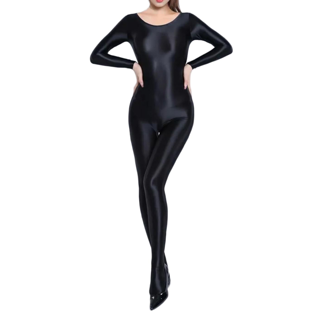 Women'S Formal Wear Jumpsuit - Women Oil Shiny Long Sleeve Pantyhose