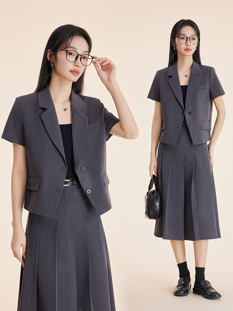 Women'S Formal Wear Petite - Gray women's suit set for autumn