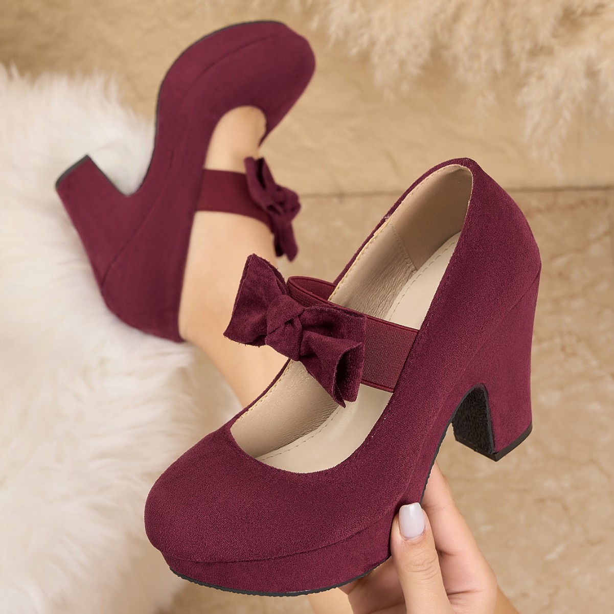 Women Formal Office Wear Shoes - Large size women's bow Mary Jane