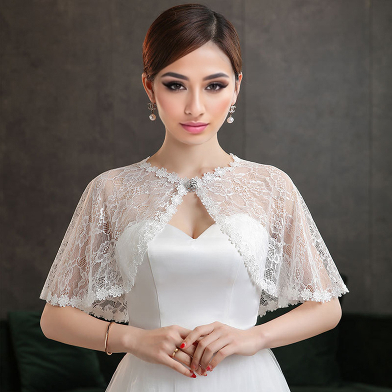 Women Formal Wear For Wedding - Wedding Bridal Floral Lace Shoulder Wrap