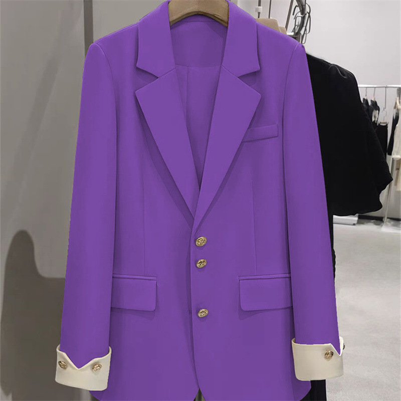 Women Formal Wear Winter - Fashion Ladies Blazer Color Block Long