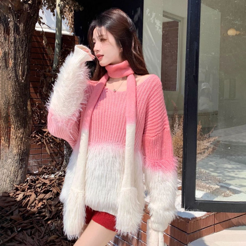 Women Formal Wear Winter - Women's Gradient V-Neck Sweater Mink Velvet