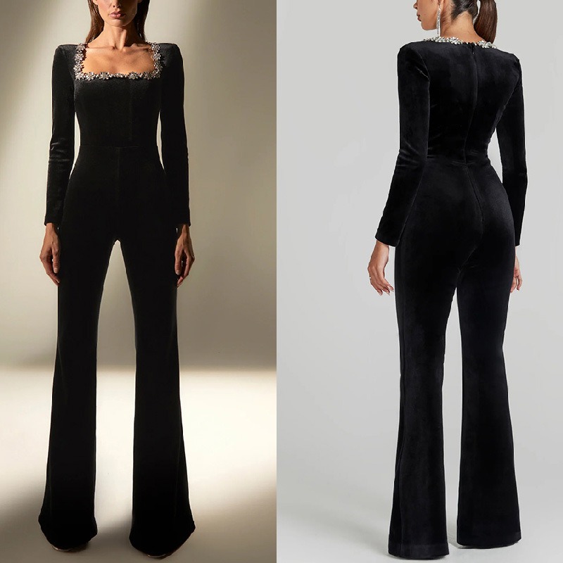 Women'S Formal Wear Jumpsuit - 2026 Elegant Women Velvet Corset Jumpsuit