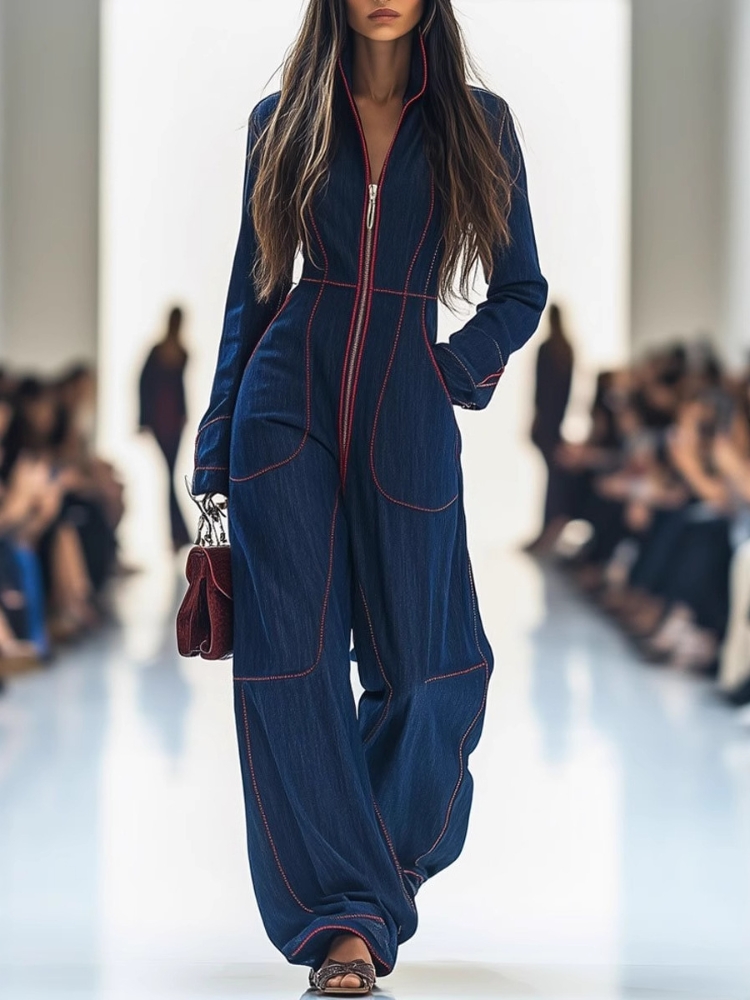 Women'S Formal Wear Jumpsuit - Women Retro Patchwork Elegant Playsuits Autumn