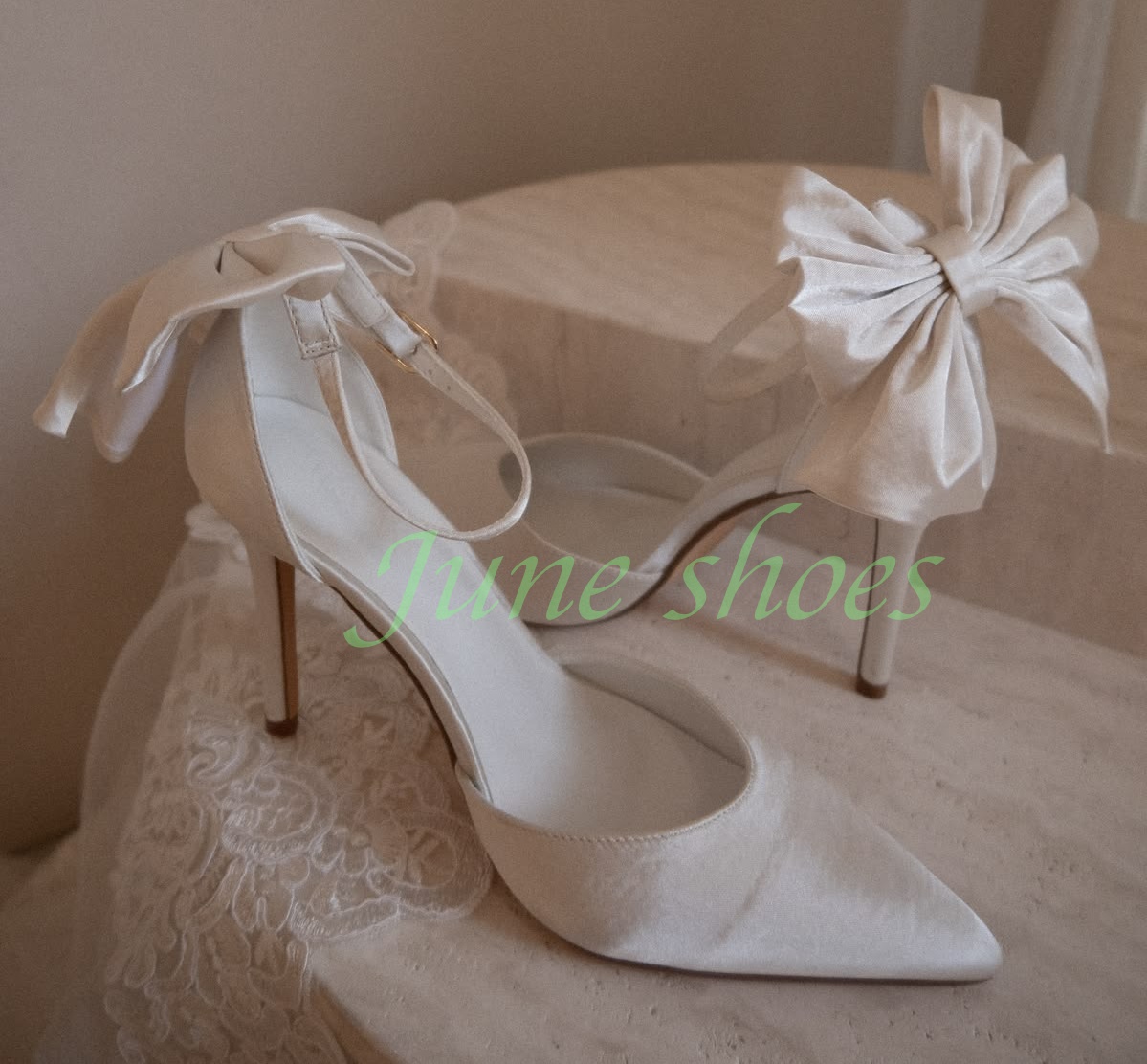 Slingback Heel Formal - Women Ivory Satin Pointed Toe Ankle