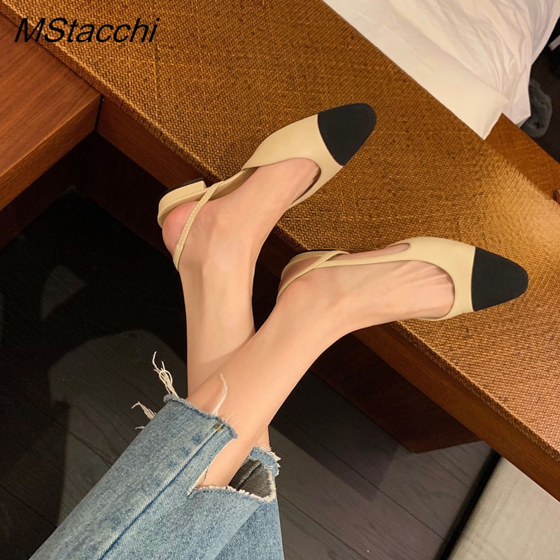Slingback Heel Formal - Patchwork Leather Slingbacks Women's Sandals Fashion