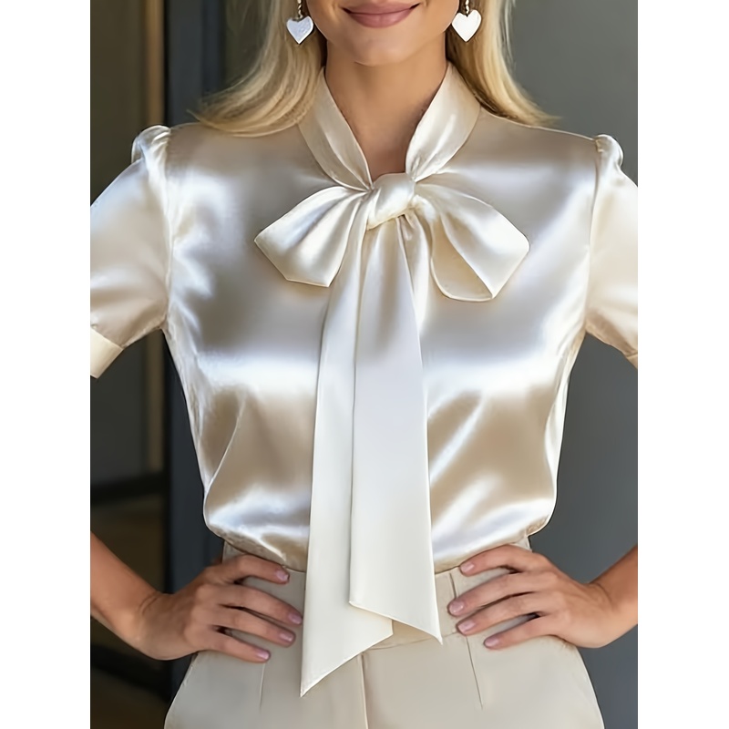 Women Formal Wear Stitching - Women'S Elegant Short-Sleeve Shirt with a