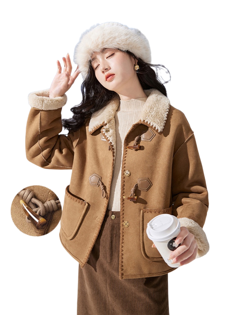 Women'S Formal Wear Petite - Suede short coat for women's winter