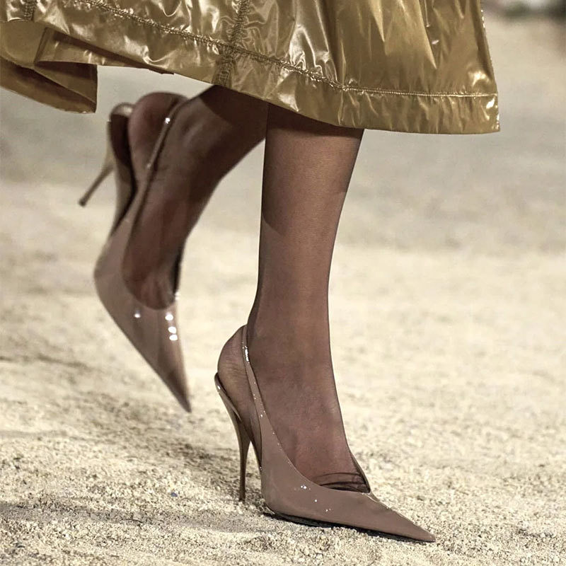 Elegant Nude Gloss Patent Leat - огляд і ціна Slingback Heel Formal