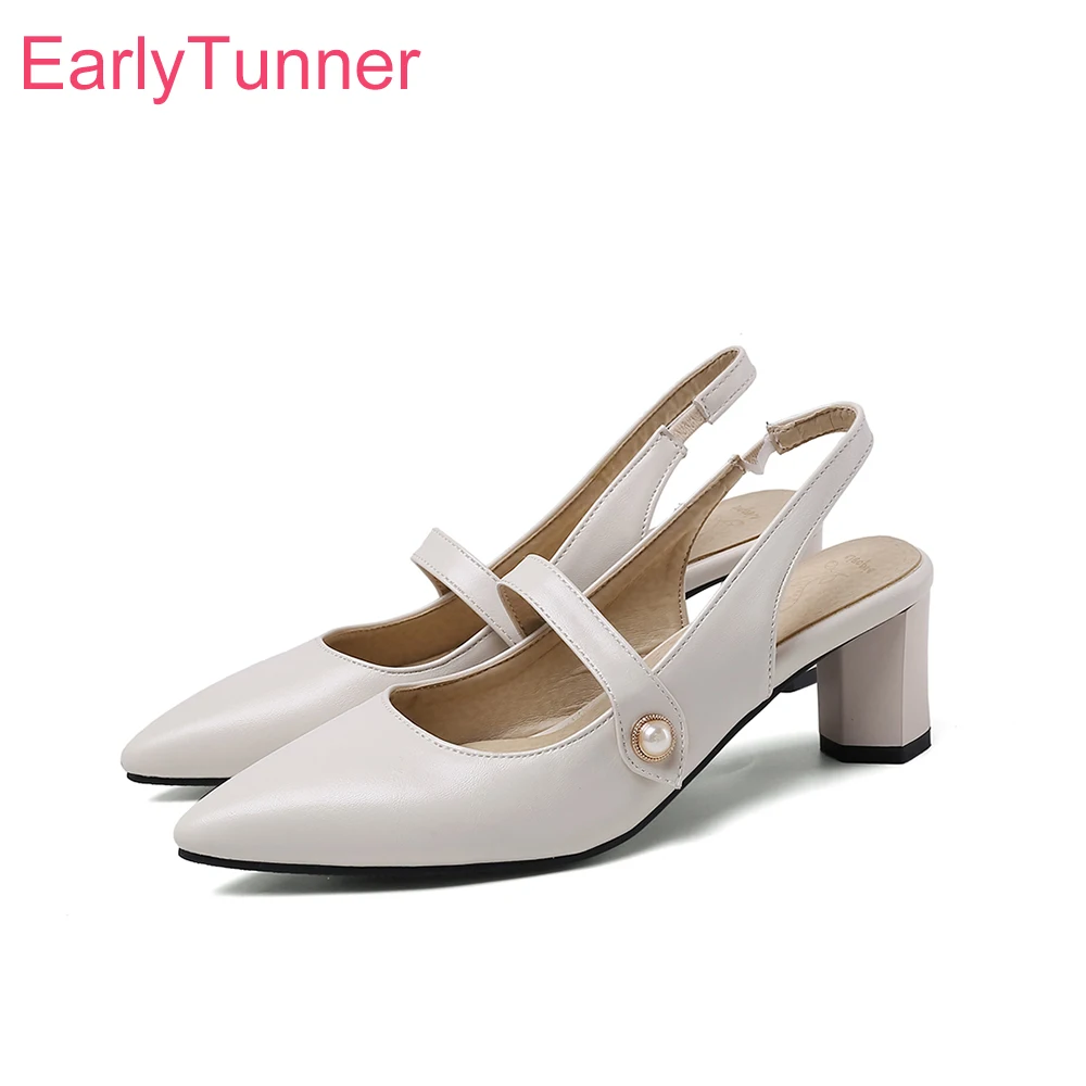 Summer New Elegant Beige Black - огляд і ціна Slingback Heel Formal