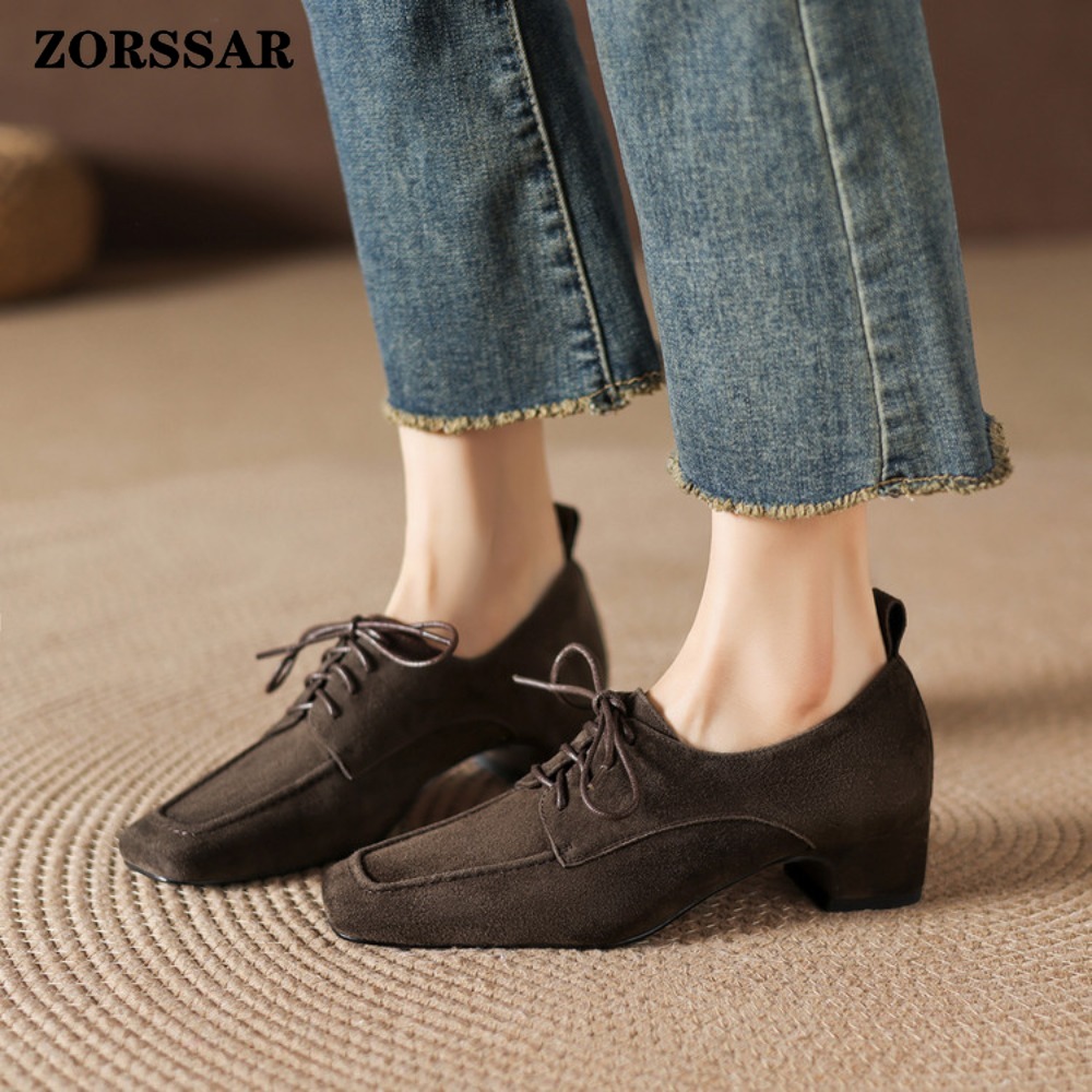 Women's Brown Suede Square Toe - огляд і ціна Women Formal Office Wear Shoes