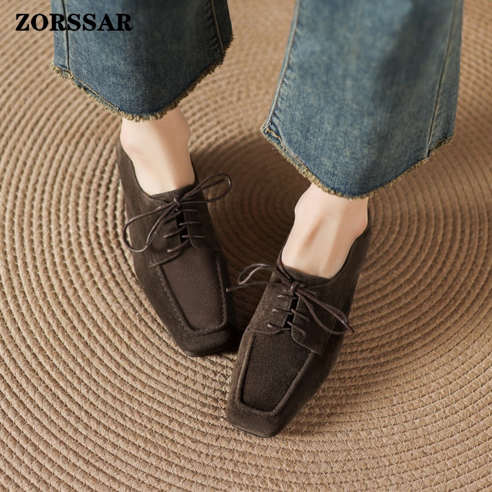 Women's Brown Suede Square Toe - огляд і ціна Women Formal Office Wear Shoes