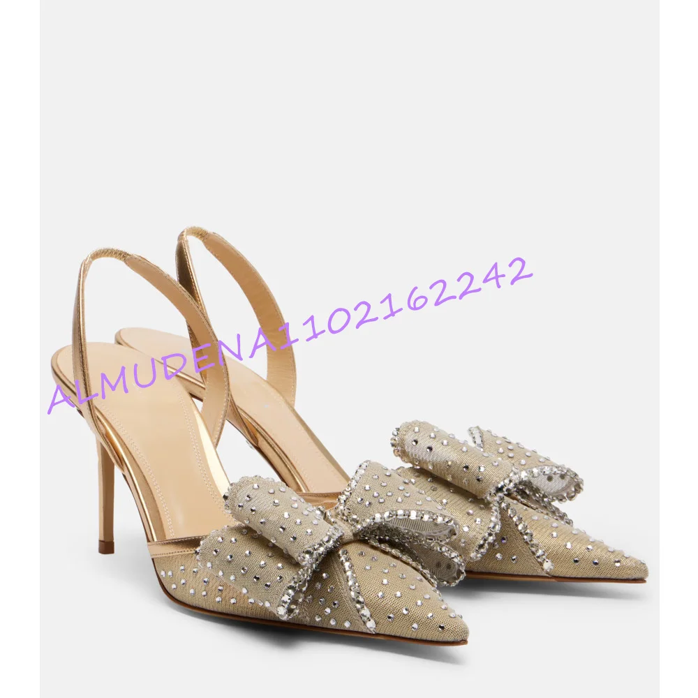 Women Champagne Mesh Rhineston - огляд і ціна Slingback Heel Formal