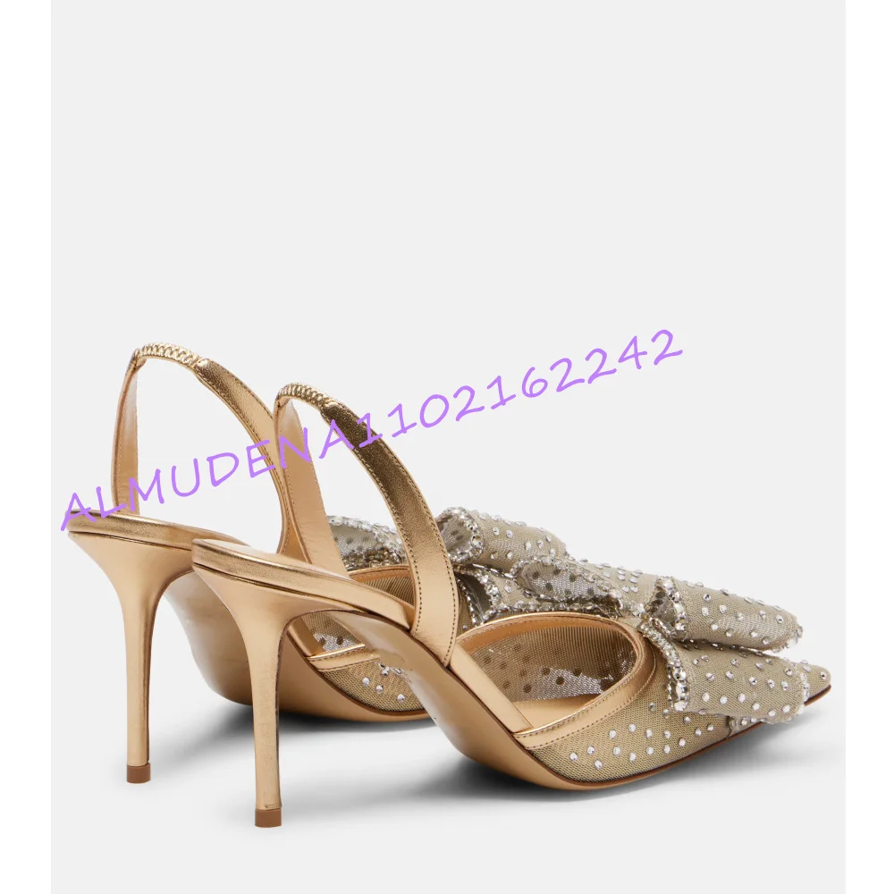 Women Champagne Mesh Rhineston - огляд і ціна Slingback Heel Formal