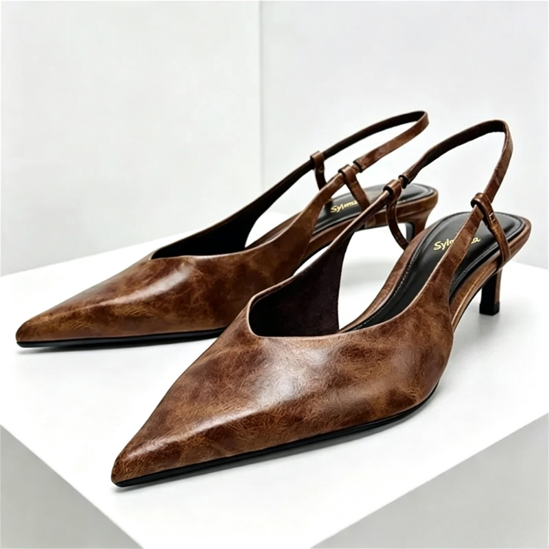 Retro Brown Kitten Heel Design - огляд і ціна Slingback Heel Formal