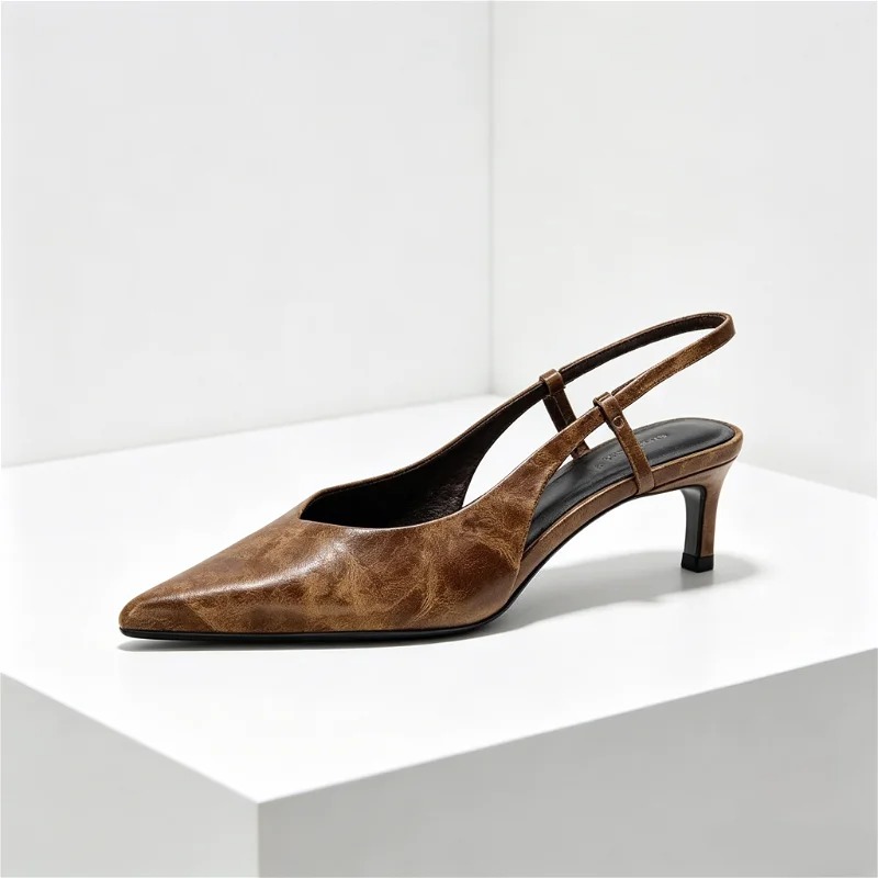 Retro Brown Kitten Heel Design - огляд і ціна Slingback Heel Formal