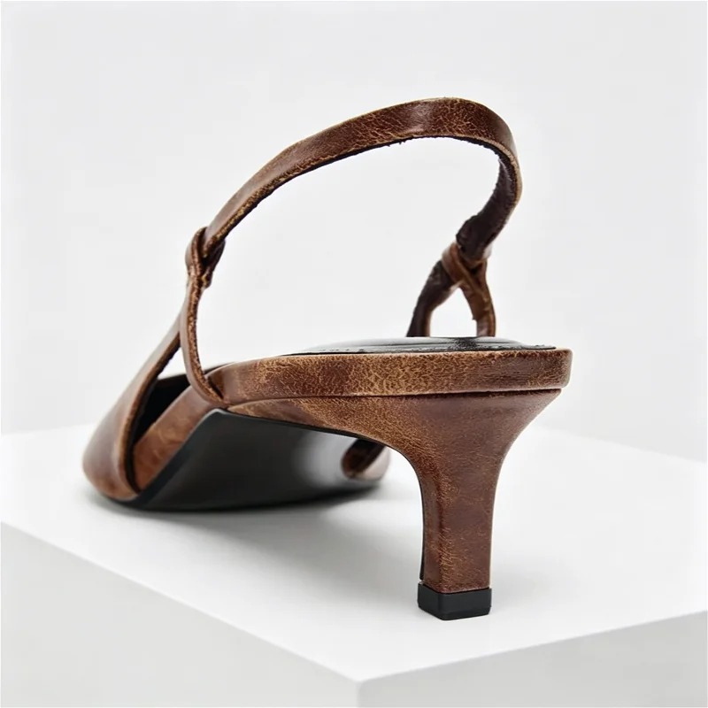 Retro Brown Kitten Heel Design - огляд і ціна Slingback Heel Formal