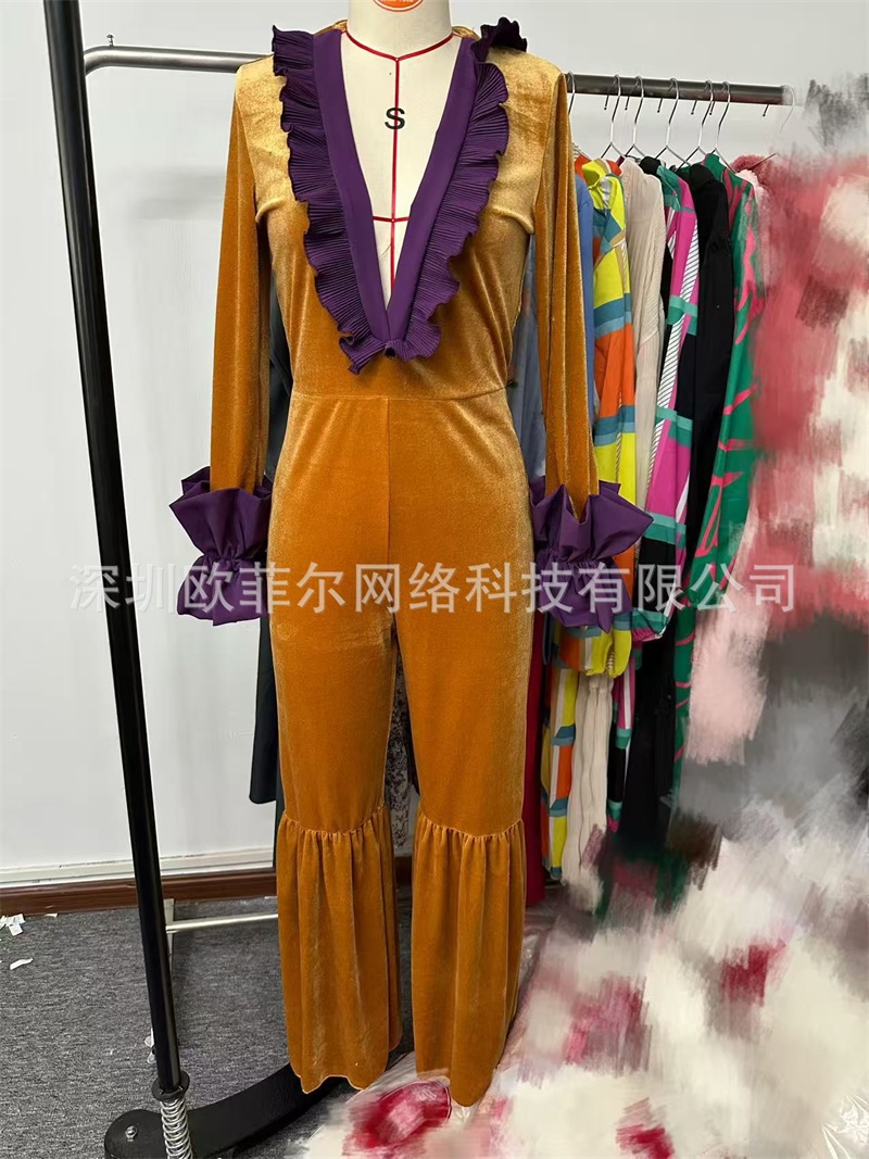 Yellow Purple Velvet Women Jum - огляд і ціна Women'S Formal Jumpsuit Evening Wear