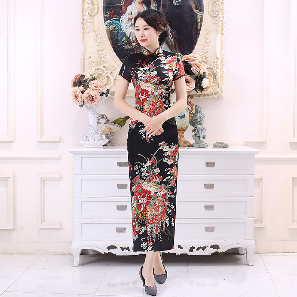 Classic Satin Cheongsam Long D - огляд і ціна Women Formal Wear For Party