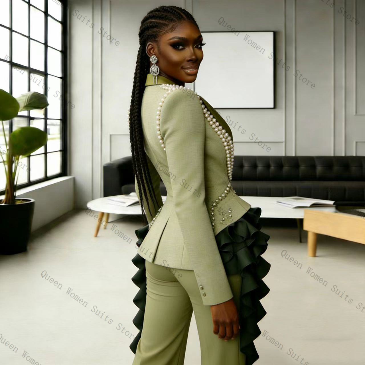 Luxury Pearls Women Suit Pants - огляд і ціна Women'S Green Formal Wear